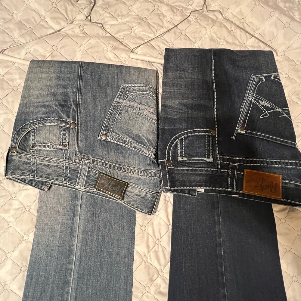 2 Pair Rock Revivals Classic Blue Jeans